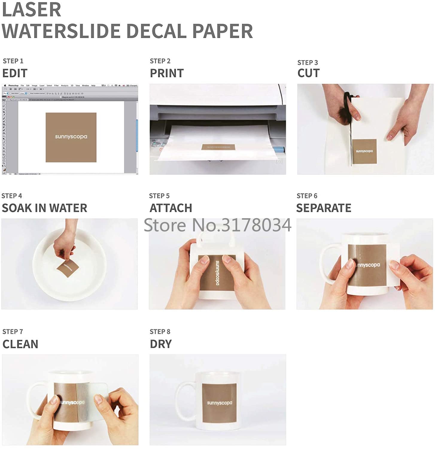20 Sheets A4 White color Laser - огляд і ціна Waterslide Decal Paper
