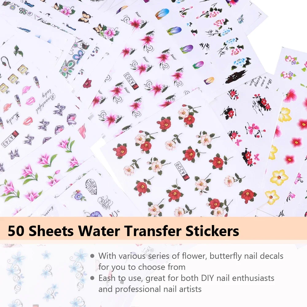 50 Pcs Nail Stickers Mixed Des - огляд і ціна Waterslide Decal Paper